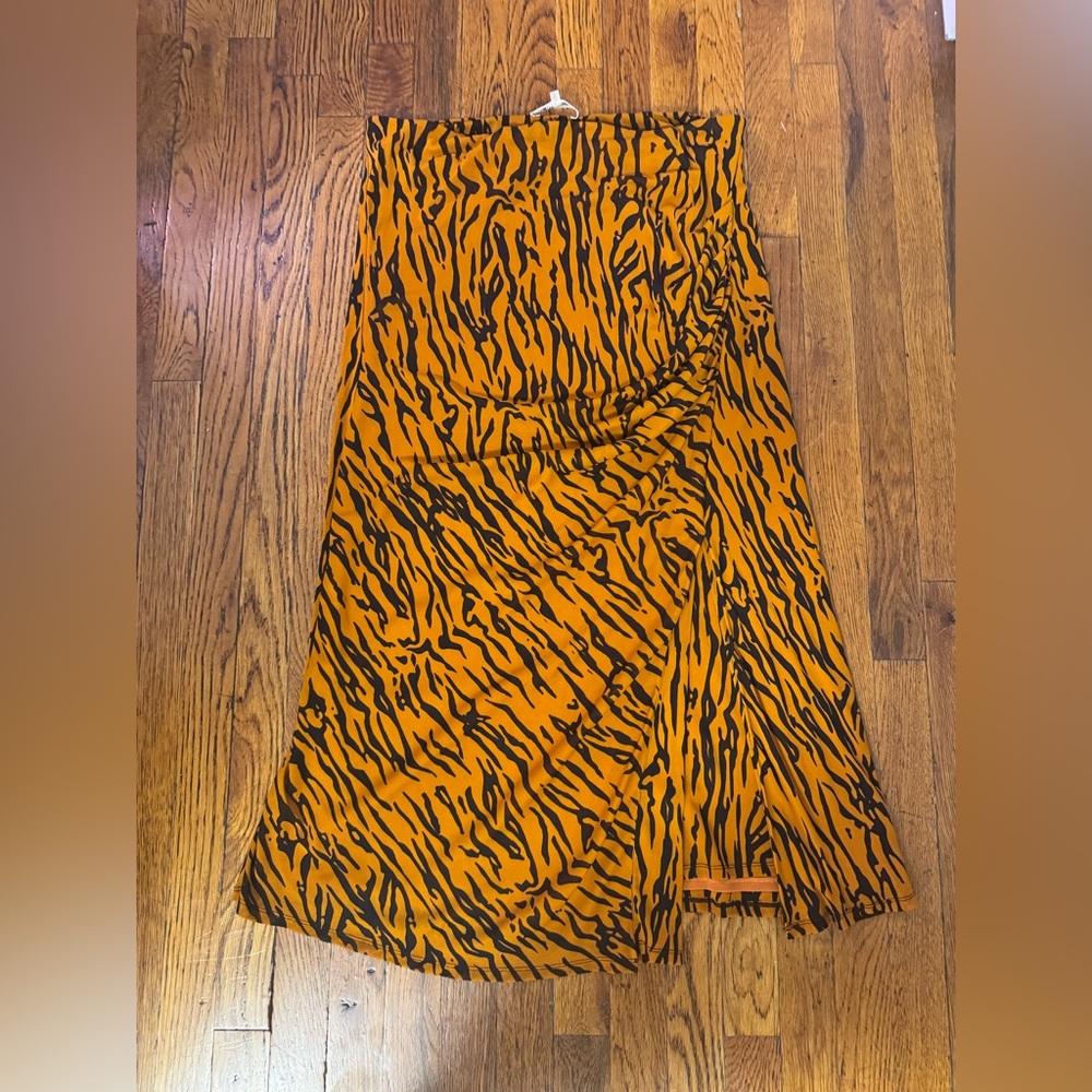 Diane Von Furstenberg Orange and Black Maxi Skirt